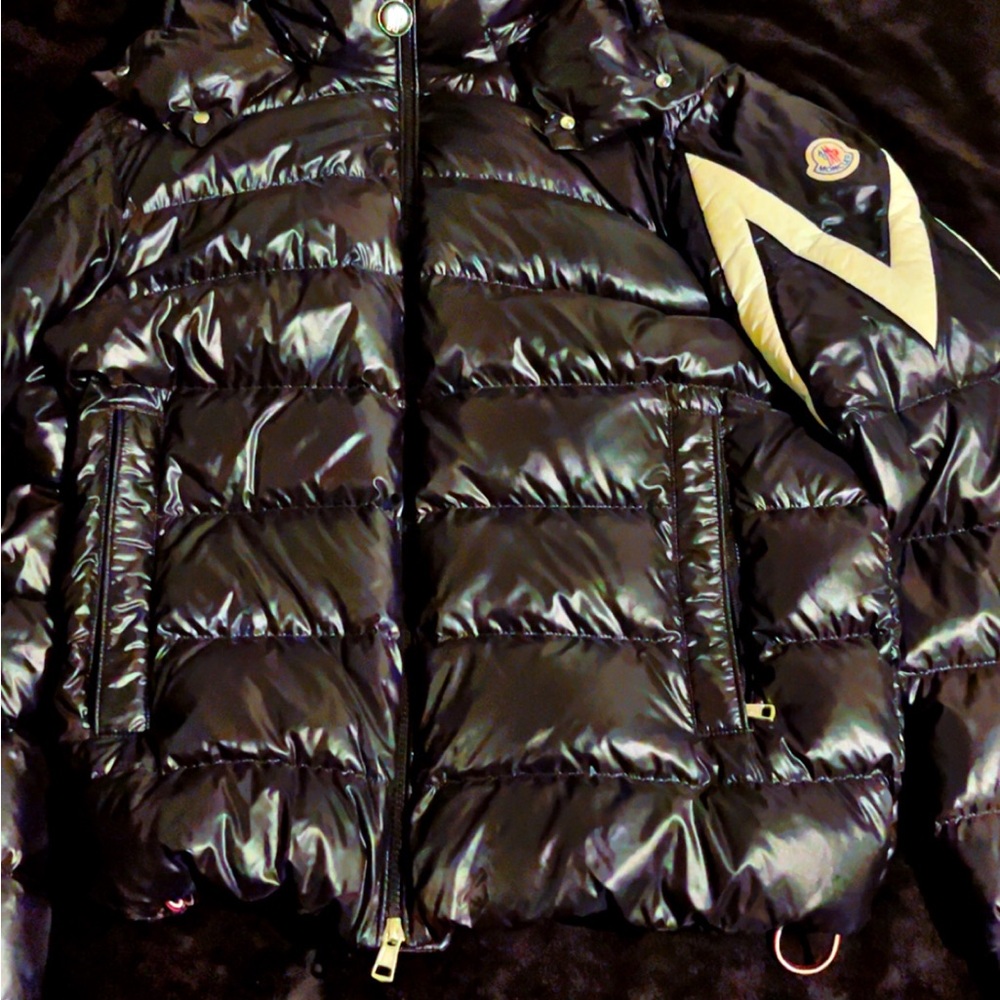 Moncler Shiny Black Jacket with Logo